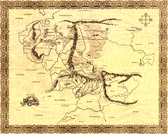 Figura 3 - La rappresentazione "geografica" della Terra di Mezzo: un mondo immaginario rappresentato con criteri "realistici".