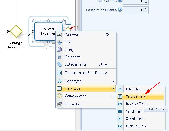 Figura 10 – Scelta dell’attività di tipo Service Task.