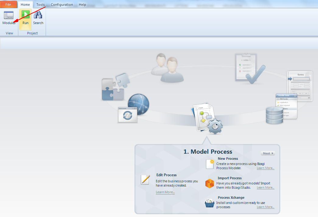 Figura 5 – Wizard View e Module View.