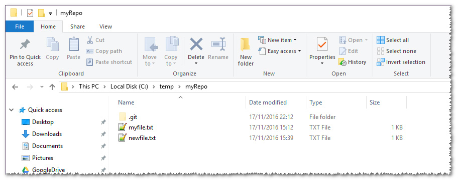 Figura 1 – La dotfolder .git: nei sistemi Windows è nascosta, quindi occorre rendere visibili le cartelle nascoste.