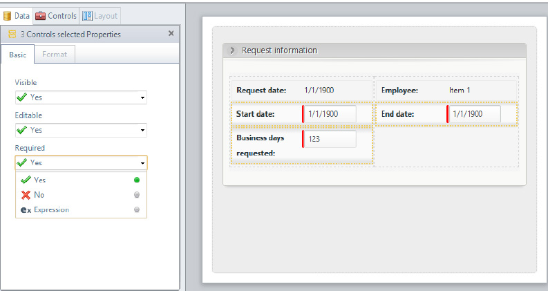 Figura 11 – Attività Register Leave Request: form ottenuta.