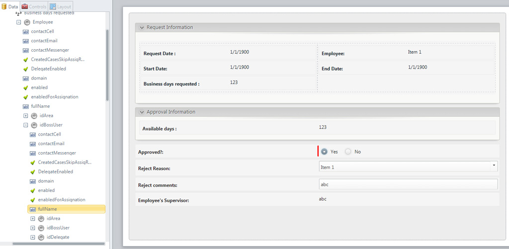 Figura 13 – Attività Approve Leave Request form ottenuta