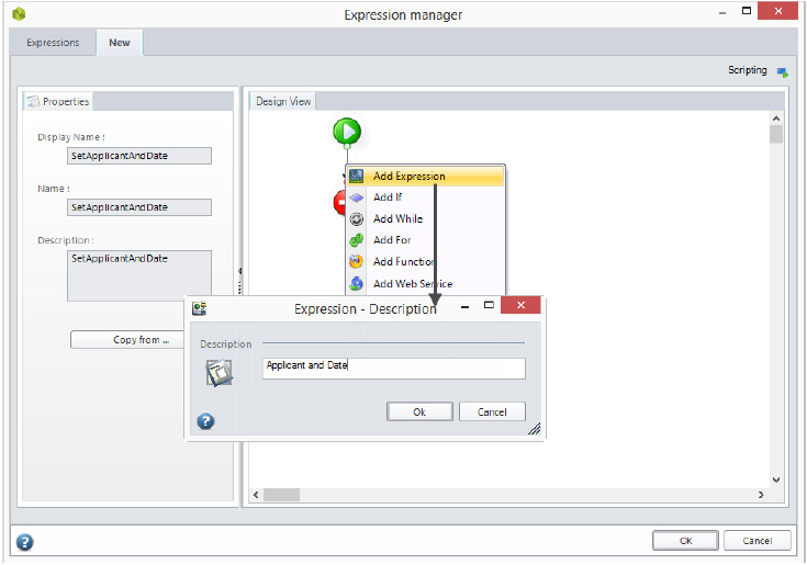 Figura 26 – Activity Action: definizione del nome dell’Expression.
