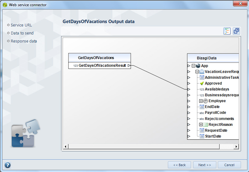 Figura 47 – Web service connector: output data.