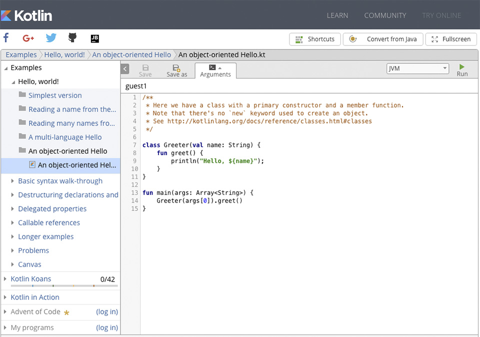 Figura 2 – Try Kotlin.