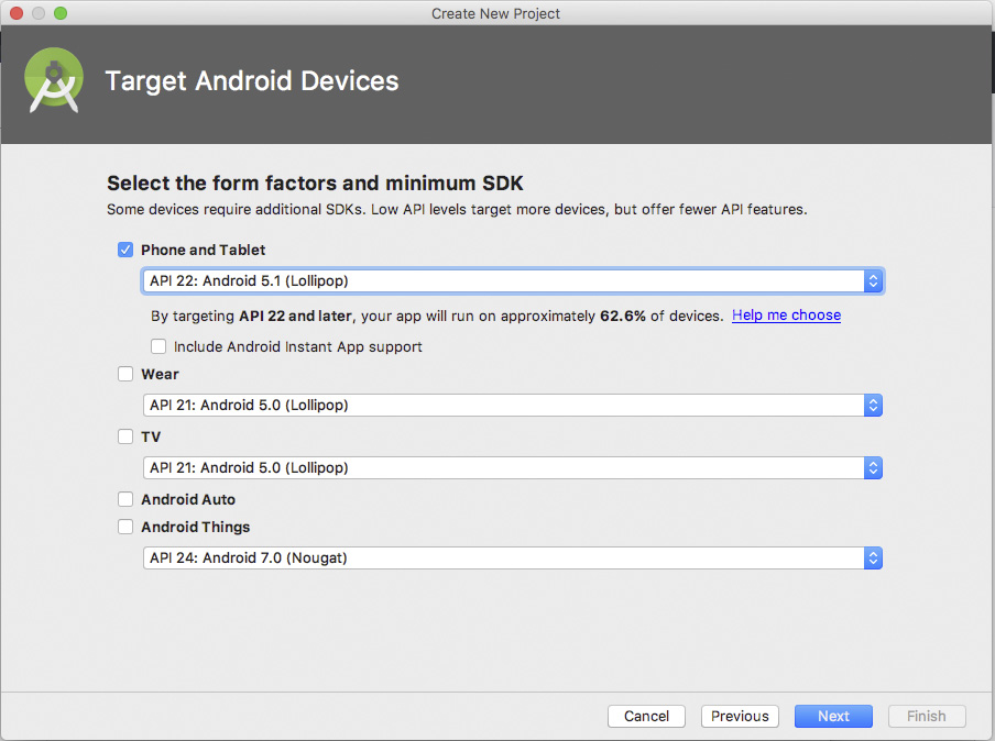 Figura 2 – Selezione della versione di Android.
