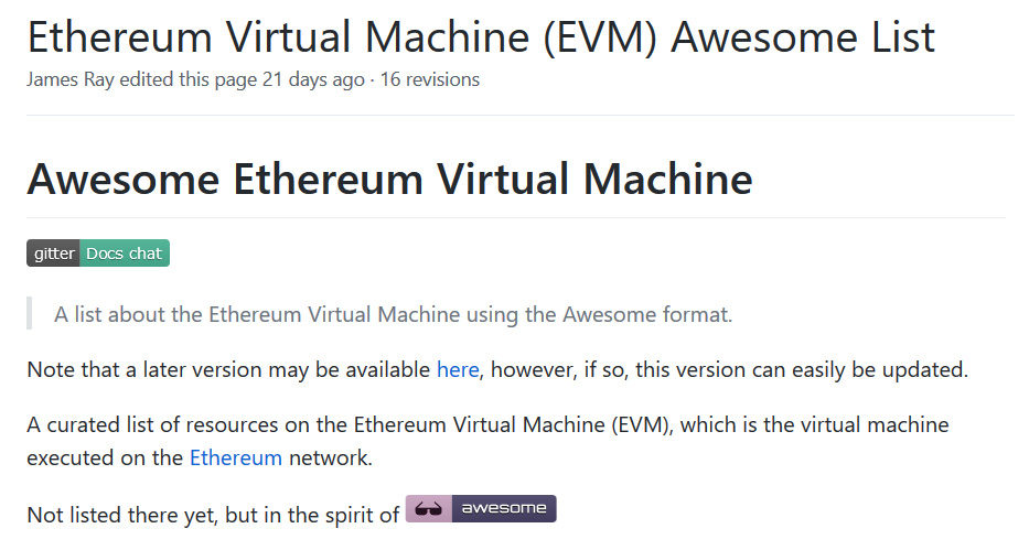 Figura 1 – EVM AwesomeList offre una ricca panoramica sugli strumenti utili per il linguaggio Solidity.