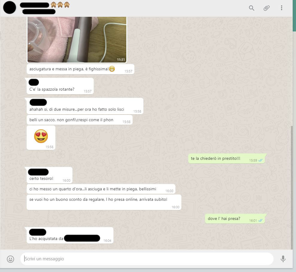 Figura 1 – Una chat di gruppo su Whatsapp. Grazie alla rivoluzione digitale i luoghi di discussione sono aumentati, così come la facilità di condivisione.
