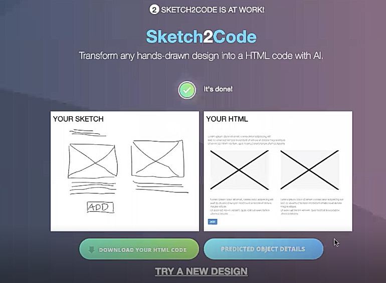 Figura 2 – Il disegno caricato su Sketch2Code.
