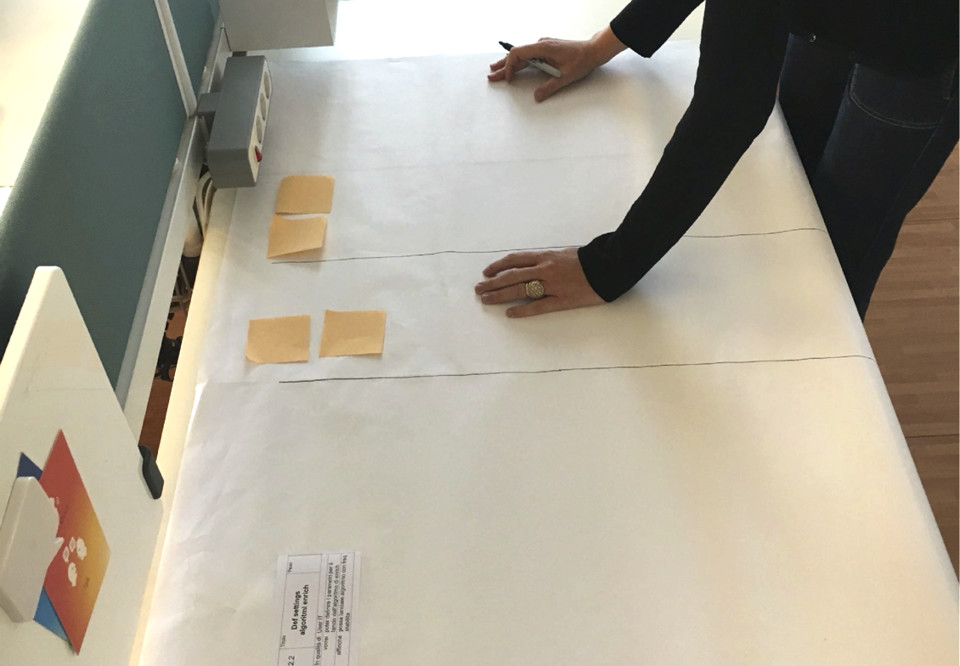 Figura 1 – Uno Scrum Master nelle prime fasi di setup del processo: la progettazione di una kanban board fisica.