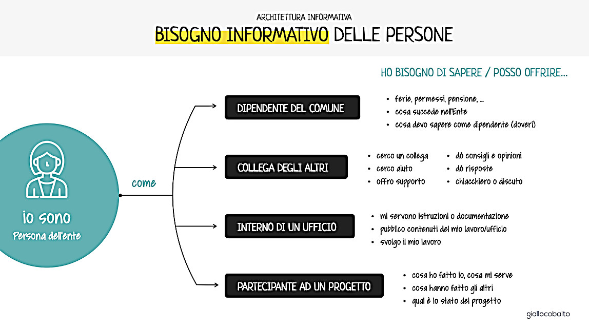 Figura 3 – Le necessità informative della persona si declinano in quattro ambiti differenti a seconda del “ruolo” interpretato in quel momento dal soggetto.