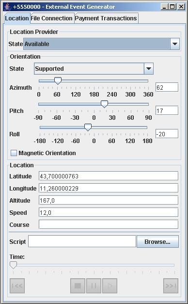 Figura 9 - Generatore di eventi per Location API