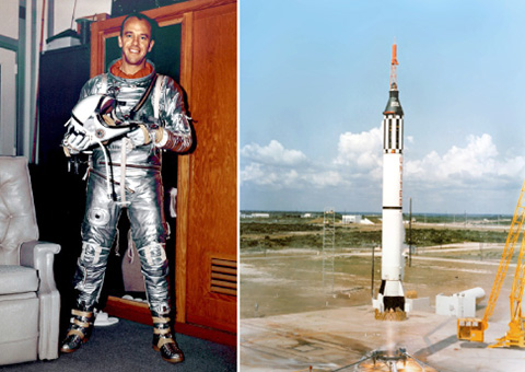 Figura 9 - Alan Shepard, primo americano nello spazio, viaggiò su un missile militare Redstone modificato.