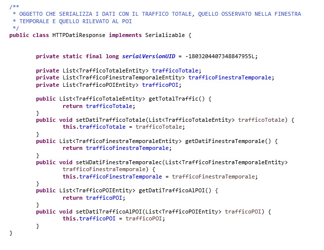 Figura 4 – Classe di serializzazione delle informazioni ricevute da Cassandra.