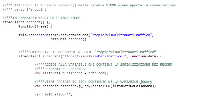 Figura 8 – Codifica e configurazione del client STOMP.