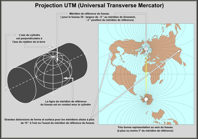 Figura 1 – Un esempio di proiezione cartografica (immagine: Denis.prévôt, CC BY-SA 3.0, via Wikimedia Commons).