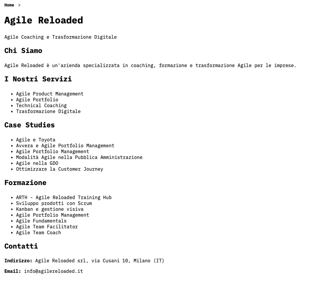 Figura 4 – Lo stesso sito, rimodulato in ottica GEO per la lettura da parte di AI-Bot.