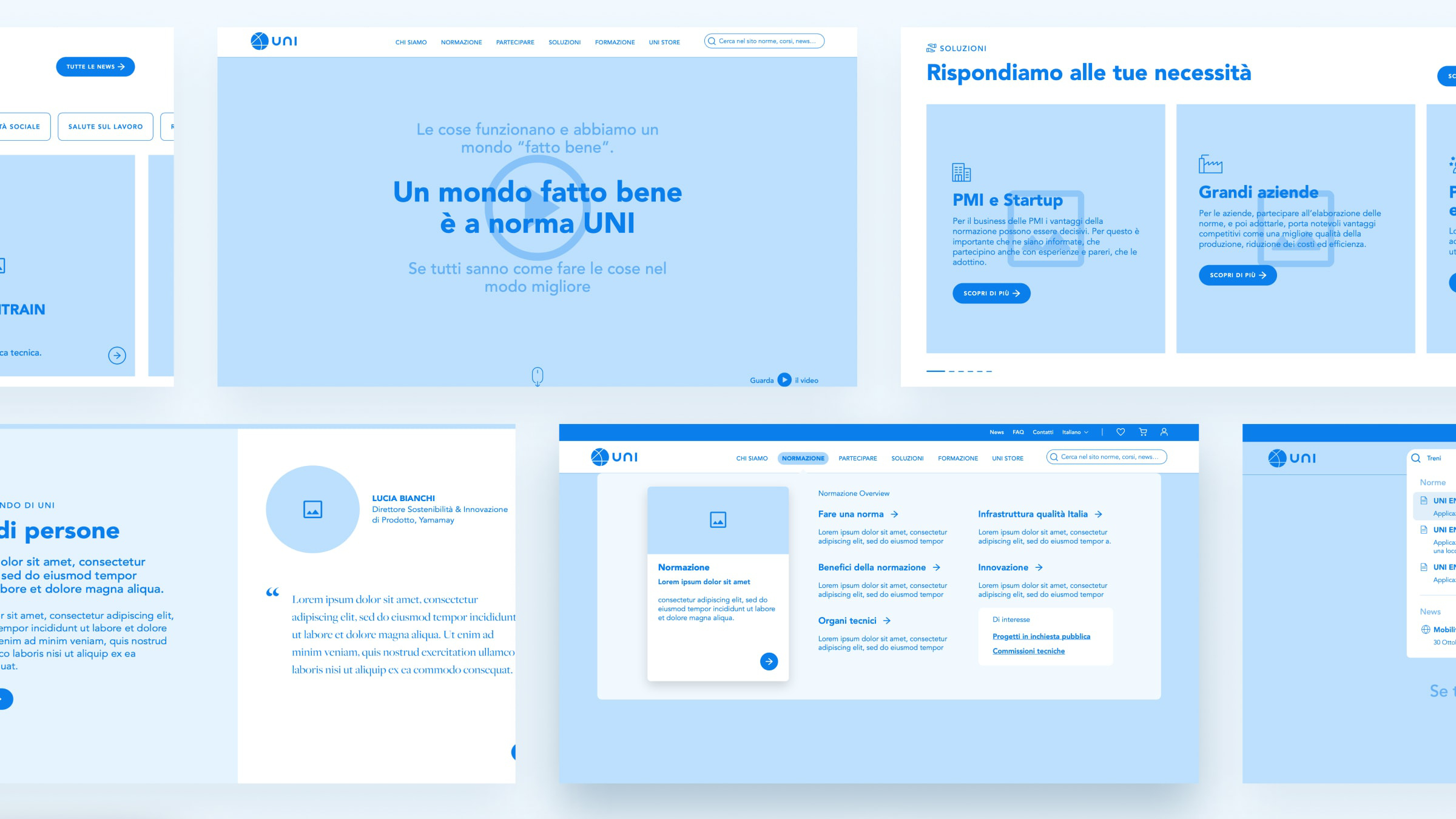 Figura 3 – Il sito uni.com: wireframe e organizzazione dei contenuti.